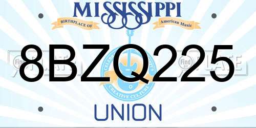 8BZQ225 Mississippi License Plate