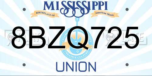 8BZQ725 Mississippi License Plate