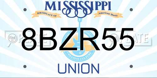 8BZR55 Mississippi License Plate