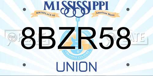 8BZR58 Mississippi License Plate