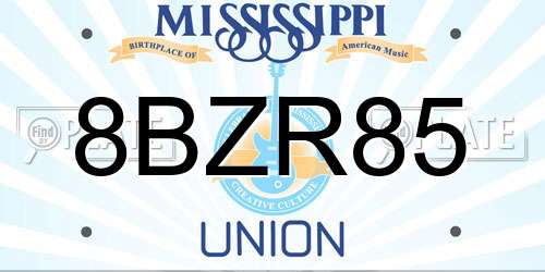 8BZR85 Mississippi License Plate