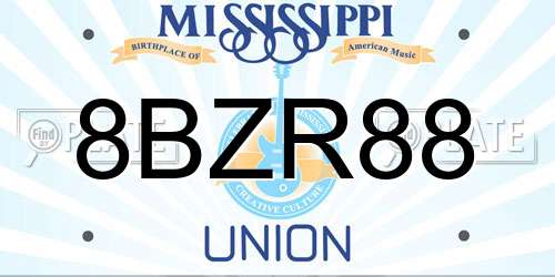 8BZR88 Mississippi License Plate