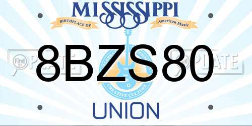 8BZS80 Mississippi License Plate