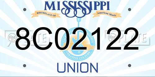 8C02122 Mississippi License Plate