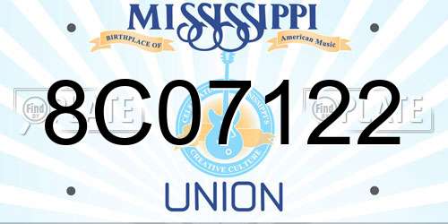 8C07122 Mississippi License Plate