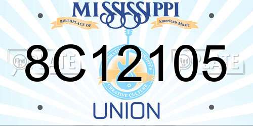 8C12105 Mississippi License Plate