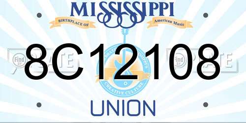 8C12108 Mississippi License Plate