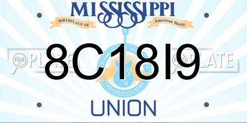 8C18I9 Mississippi License Plate