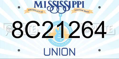 8C21264 Mississippi License Plate