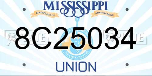 8C25034 Mississippi License Plate