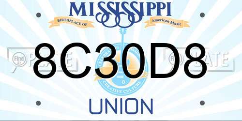 8C30D8 Mississippi License Plate