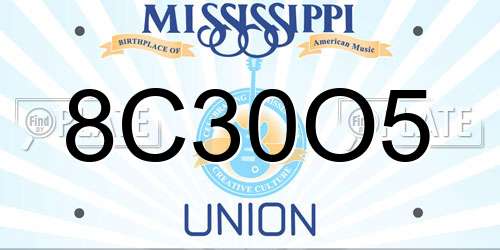 8C30O5 Mississippi License Plate