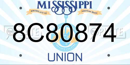 8C80874 Mississippi License Plate