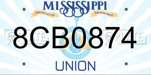 8CB0874 Mississippi License Plate