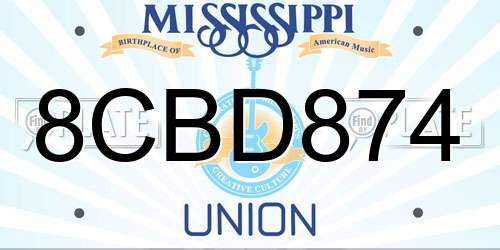 8CBD874 Mississippi License Plate