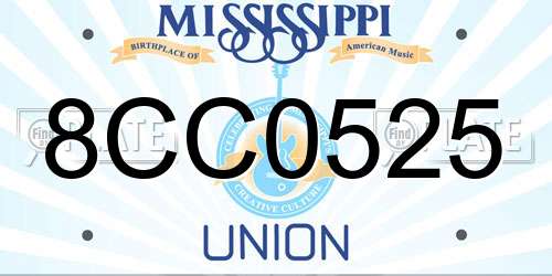 8CC0525 Mississippi License Plate