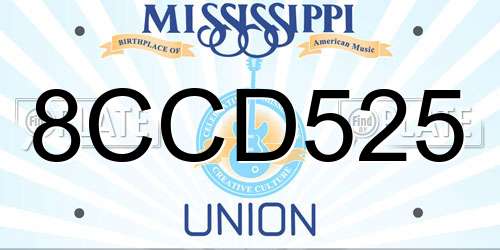8CCD525 Mississippi License Plate