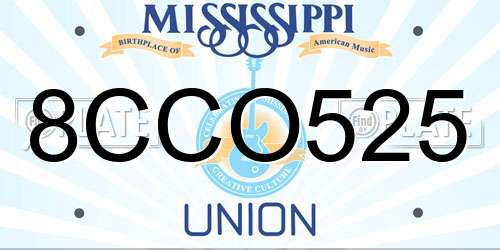 8CCO525 Mississippi License Plate