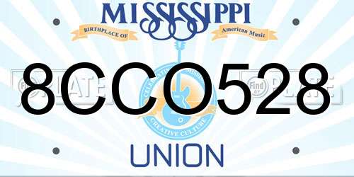 8CCO528 Mississippi License Plate