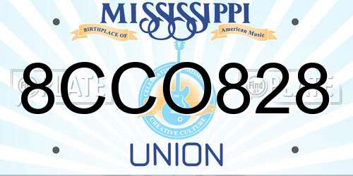 8CCO828 Mississippi License Plate