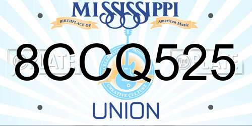 8CCQ525 Mississippi License Plate