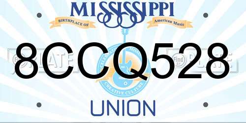 8CCQ528 Mississippi License Plate