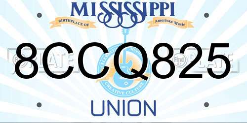 8CCQ825 Mississippi License Plate
