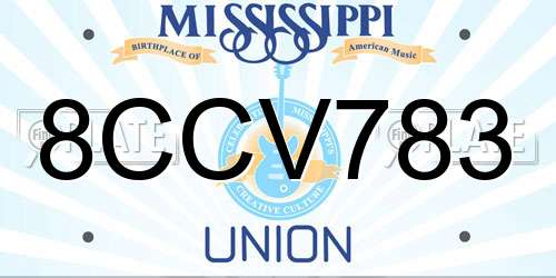 8CCV783 Mississippi License Plate