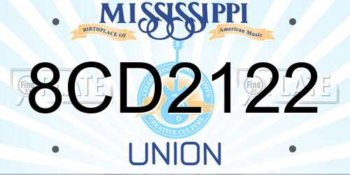 8CD2122 Mississippi License Plate