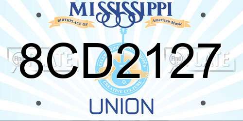 8CD2127 Mississippi License Plate