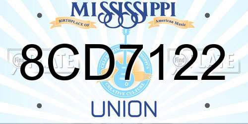 8CD7122 Mississippi License Plate