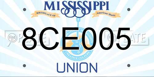 8CE005 Mississippi License Plate
