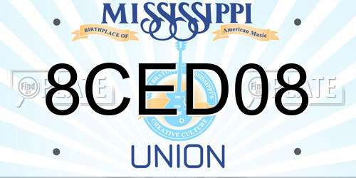 8CED08 Mississippi License Plate