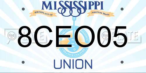 8CEO05 Mississippi License Plate