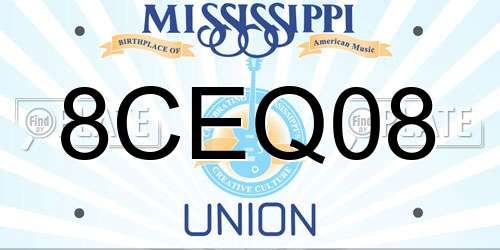 8CEQ08 Mississippi License Plate