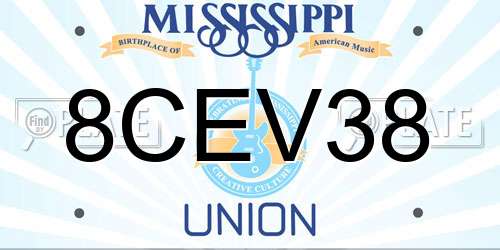 8CEV38 Mississippi License Plate