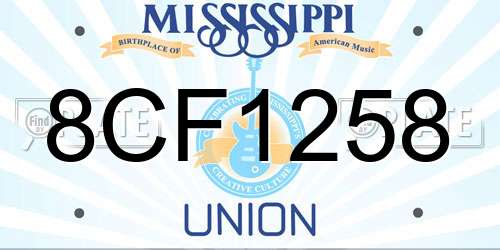 8CF1258 Mississippi License Plate