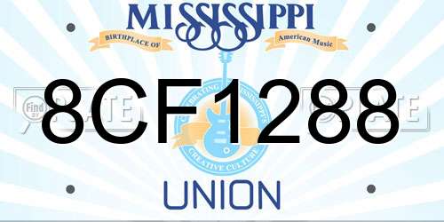 8CF1288 Mississippi License Plate
