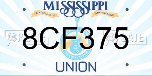 8CF375 Mississippi License Plate