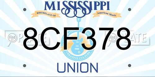 8CF378 Mississippi License Plate