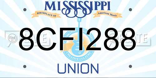 8CFI288 Mississippi License Plate