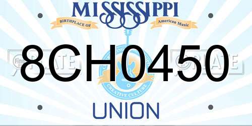 8CH0450 Mississippi License Plate