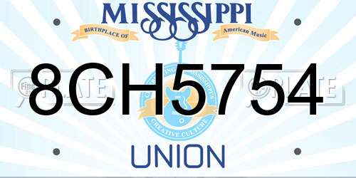 8CH5754 Mississippi License Plate