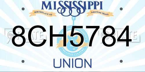 8CH5784 Mississippi License Plate