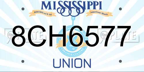 8CH6577 Mississippi License Plate