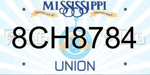 8CH8784 Mississippi License Plate