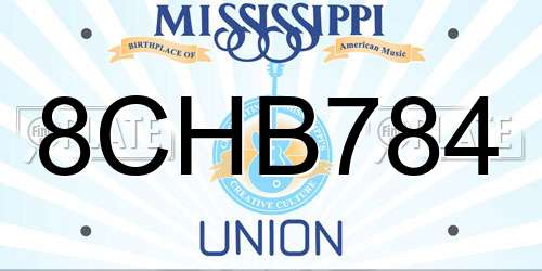 8CHB784 Mississippi License Plate