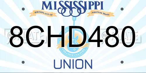 8CHD480 Mississippi License Plate