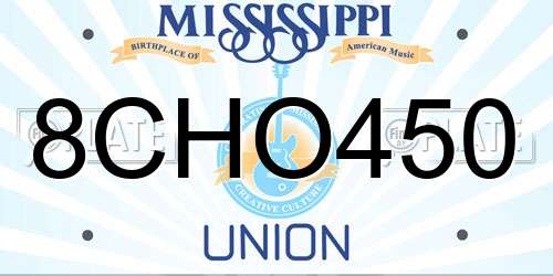 8CHO450 Mississippi License Plate