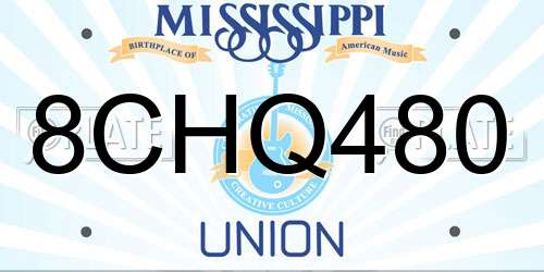 8CHQ480 Mississippi License Plate